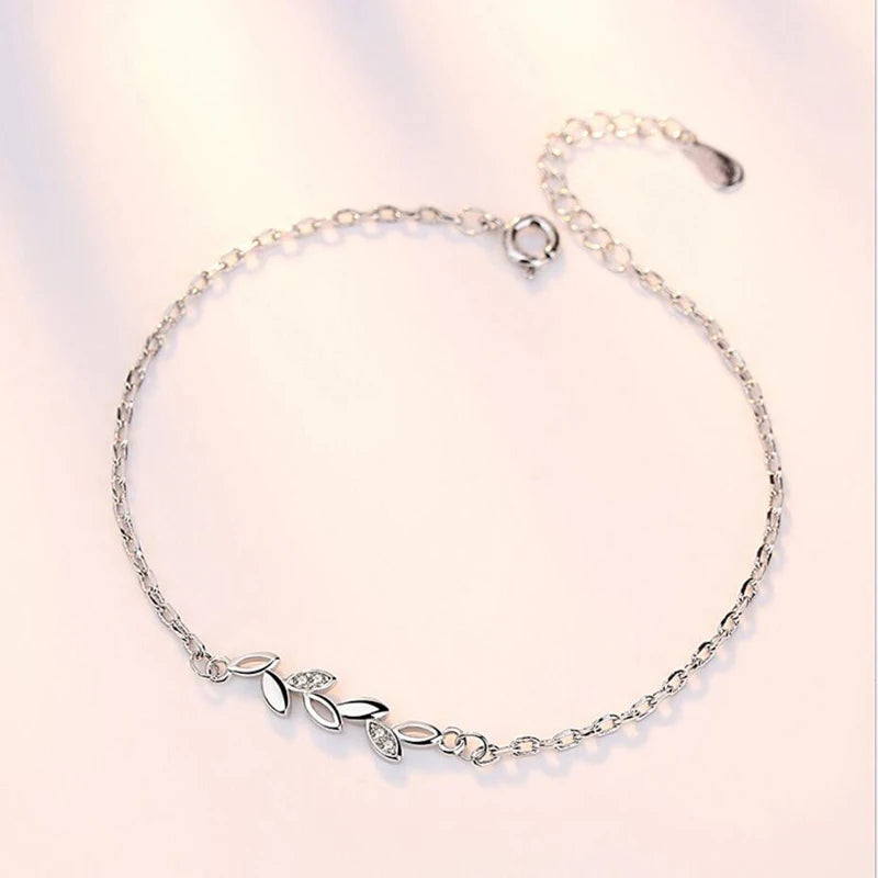 Pulseira Folhas Prata 925