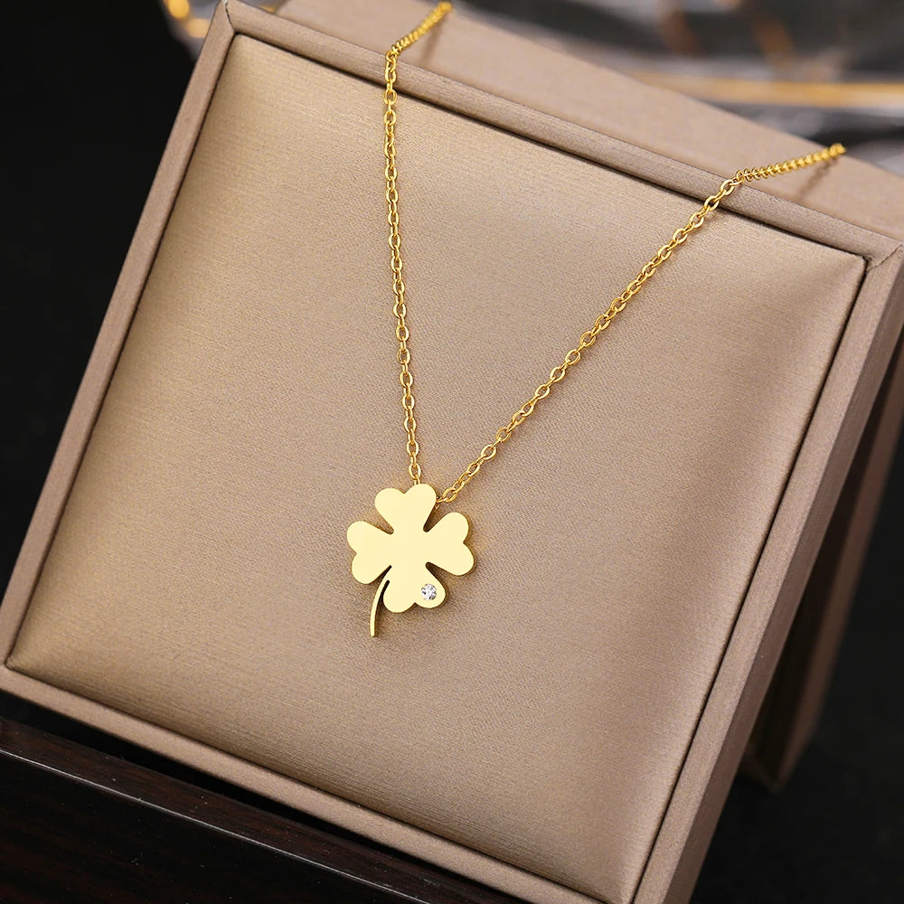 Colar Pingente de Trevo Ouro 18K
