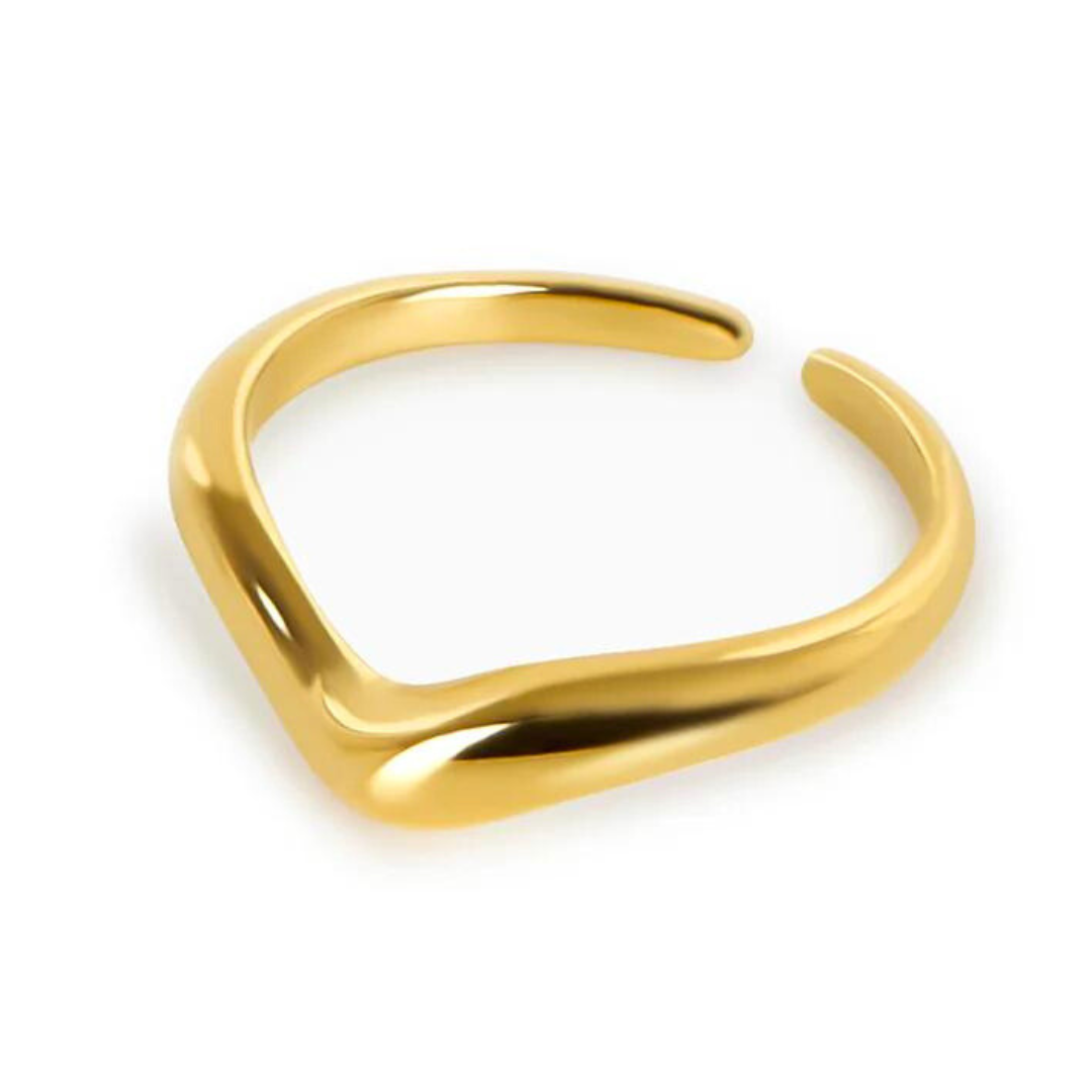 Anel Minimalista em V banhado a Ouro 18K