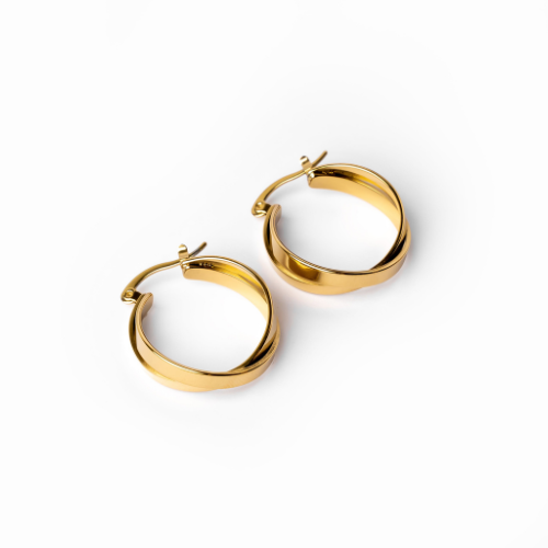 Brincos Argola Dupla Banhados a Ouro 18K