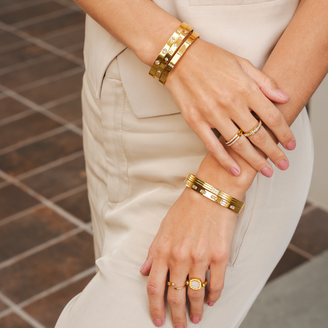 Bracelete Números Romanos Banhado Ouro 18k