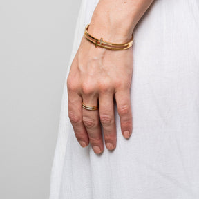 Bracelete Cruz Dupla Banhado a Ouro 18k