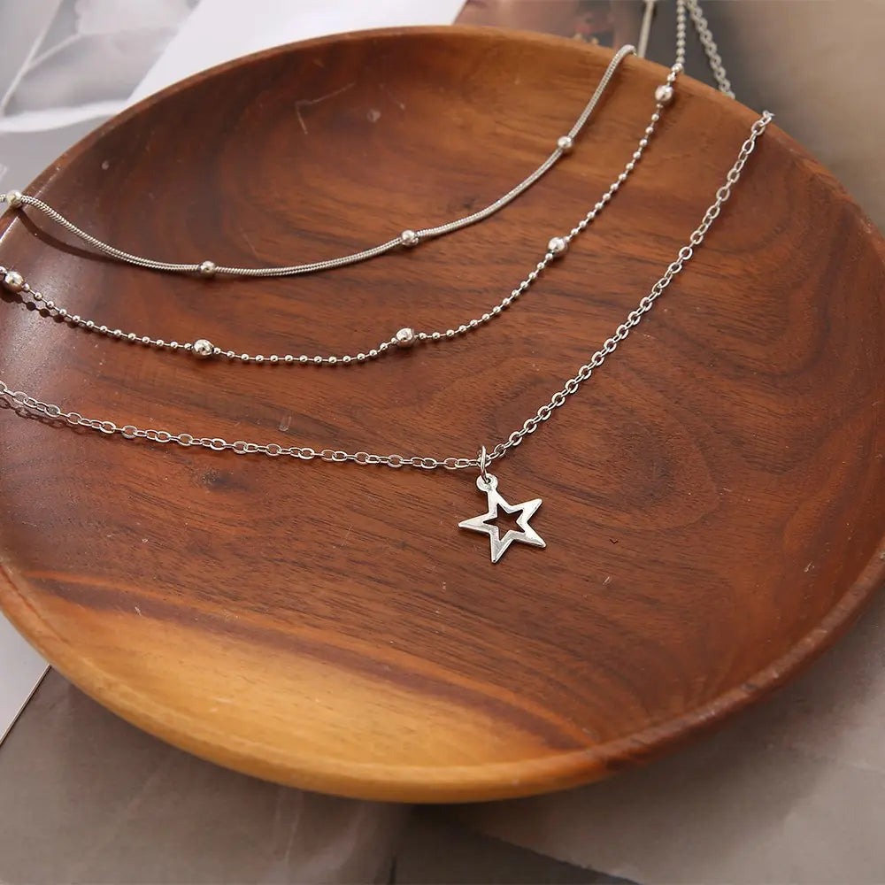 Conjunto Colar Estrela Prata 925