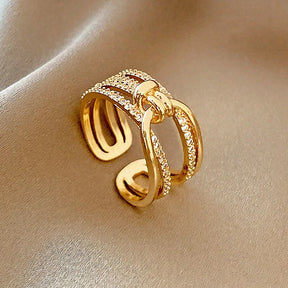 Anel Ajustável Moderno Ouro 18K