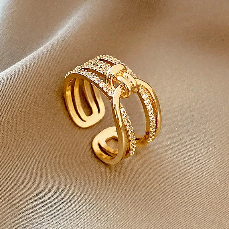 Anel Ajustável Moderno Ouro 18K