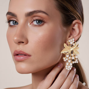 Brinco Folhado de Pérolas