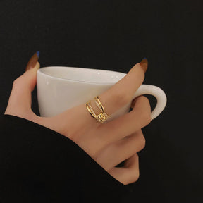 Anel Ajustável Moderno Ouro 18K