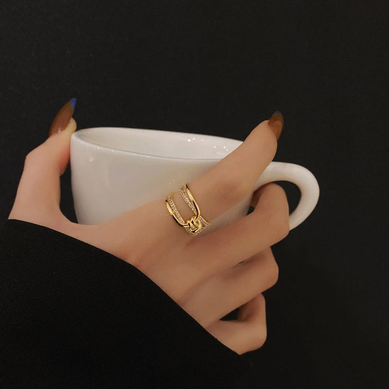 Anel Ajustável Moderno Ouro 18K