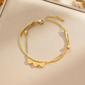 Pulseira Dupla com Pingente de Coração