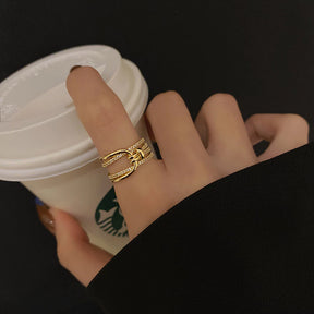 Anel Ajustável Moderno Ouro 18K