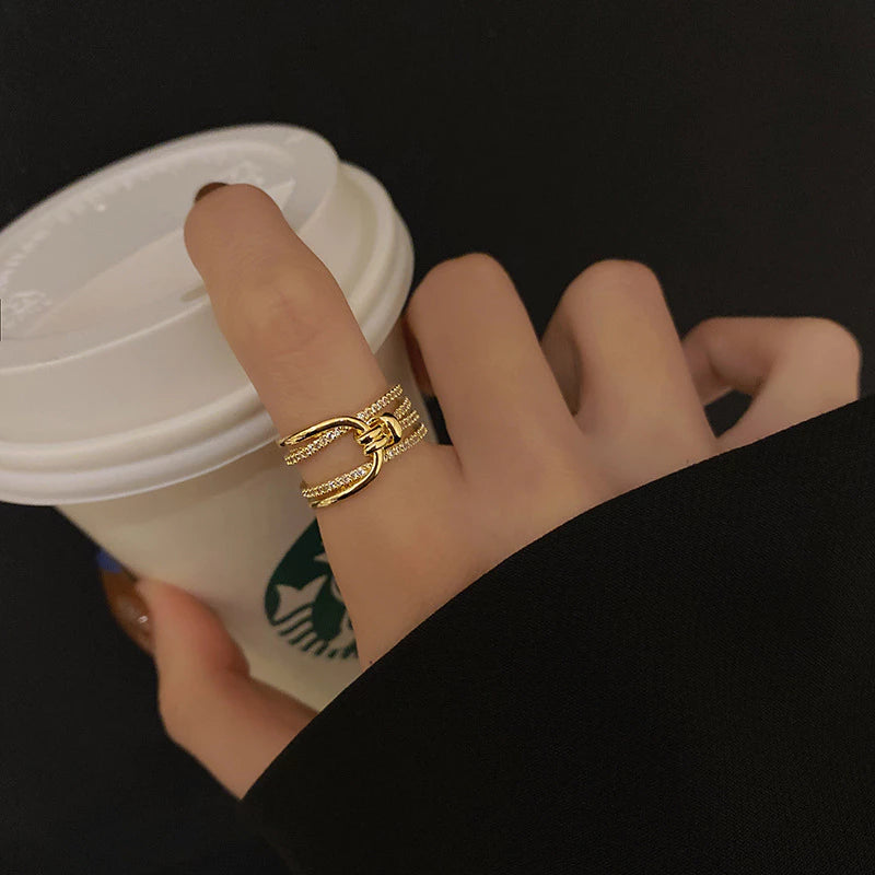 Anel Ajustável Moderno Ouro 18K