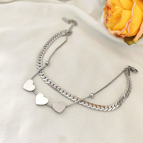 Pulseira Dupla com Pingente de Coração
