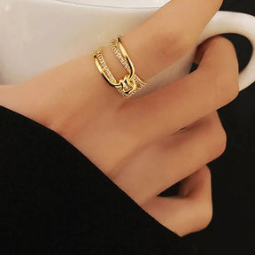 Anel Ajustável Moderno Ouro 18K