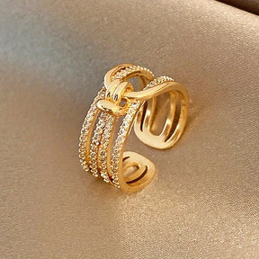 Anel Ajustável Moderno Ouro 18K