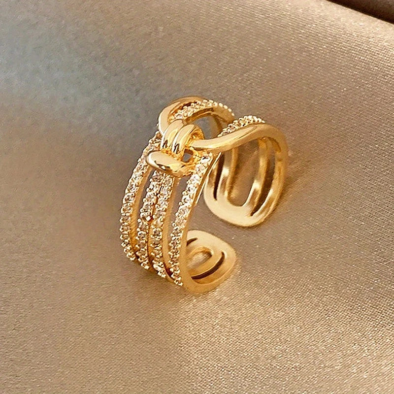 Anel Ajustável Moderno Ouro 18K