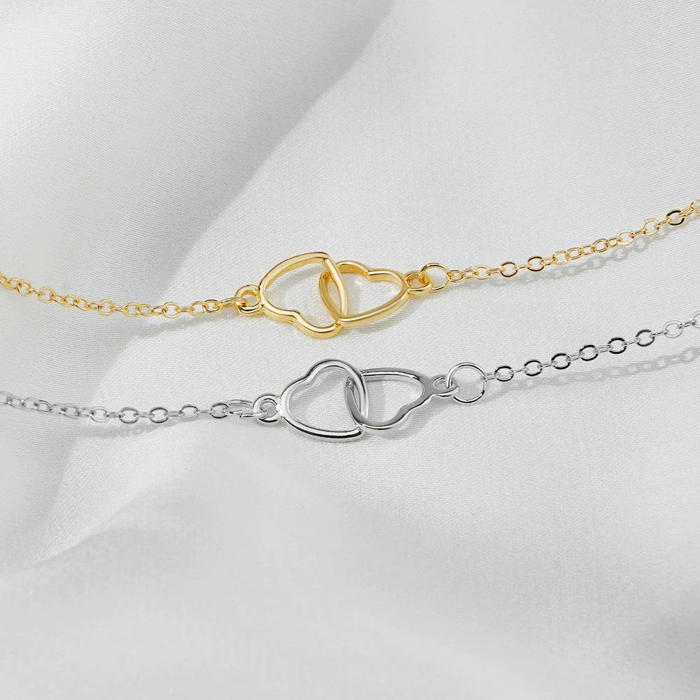 Colar com Pingente de Coração Duplo Ouro 18K