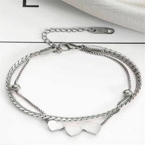 Pulseira Dupla com Pingente de Coração