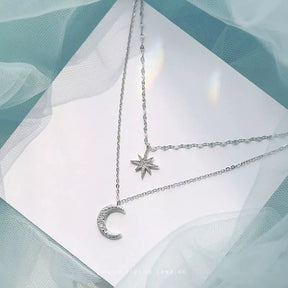Colar Duplo Estrela e Lua