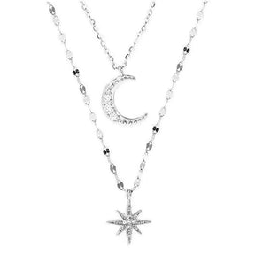 Colar Duplo Estrela e Lua