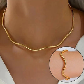 Conjunto Colar e Pulseira Banhadas a Ouro